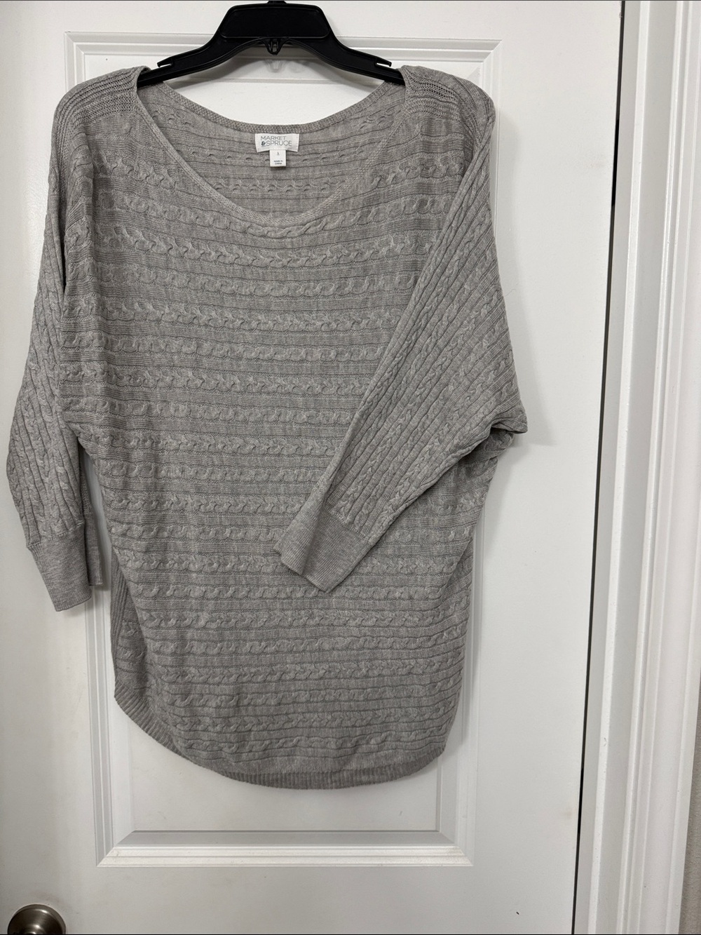 Eileen Fisher Light Gray Textured Boatneck Sweater